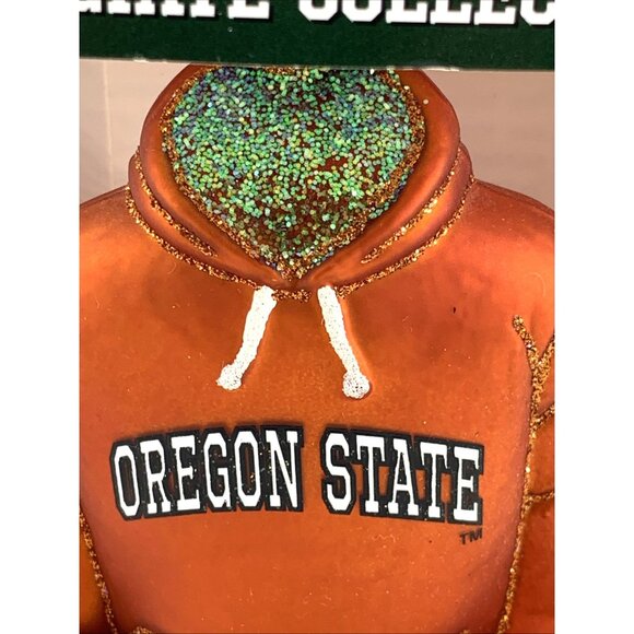 Old World Glass Christmas Ornament Oregon State University OSU Orange Hoodie - Picture 2 of 7
